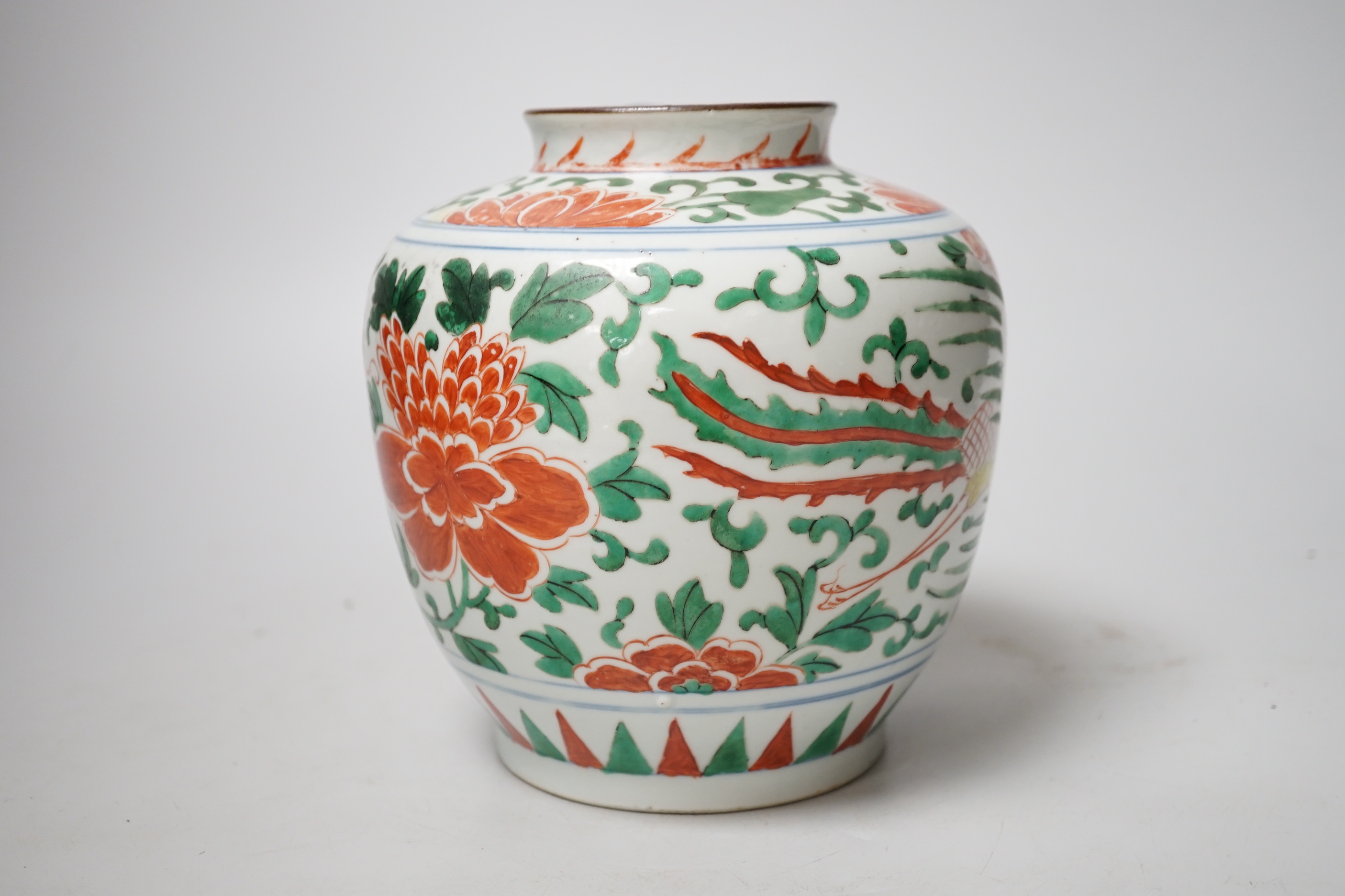 A 20th century Chinese wucai jar, 16cm